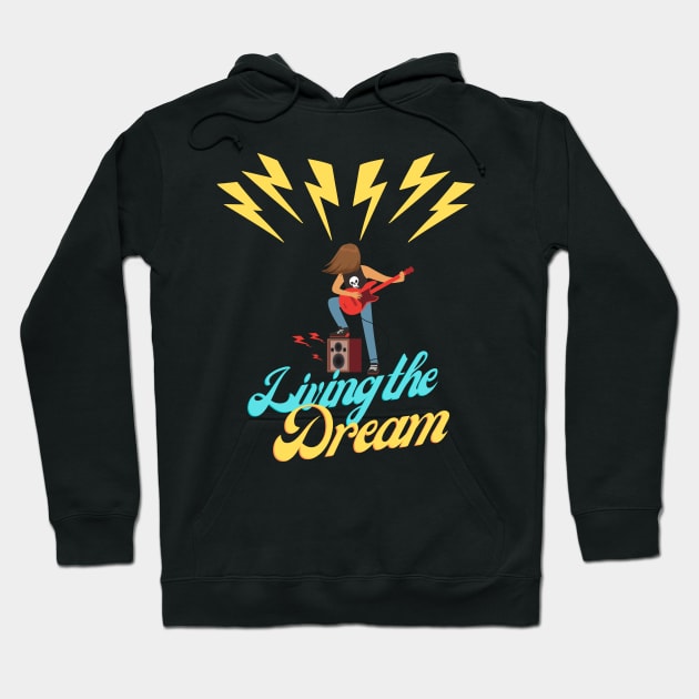 Rock star playing guitar living the dream Hoodie by fantastic-designs